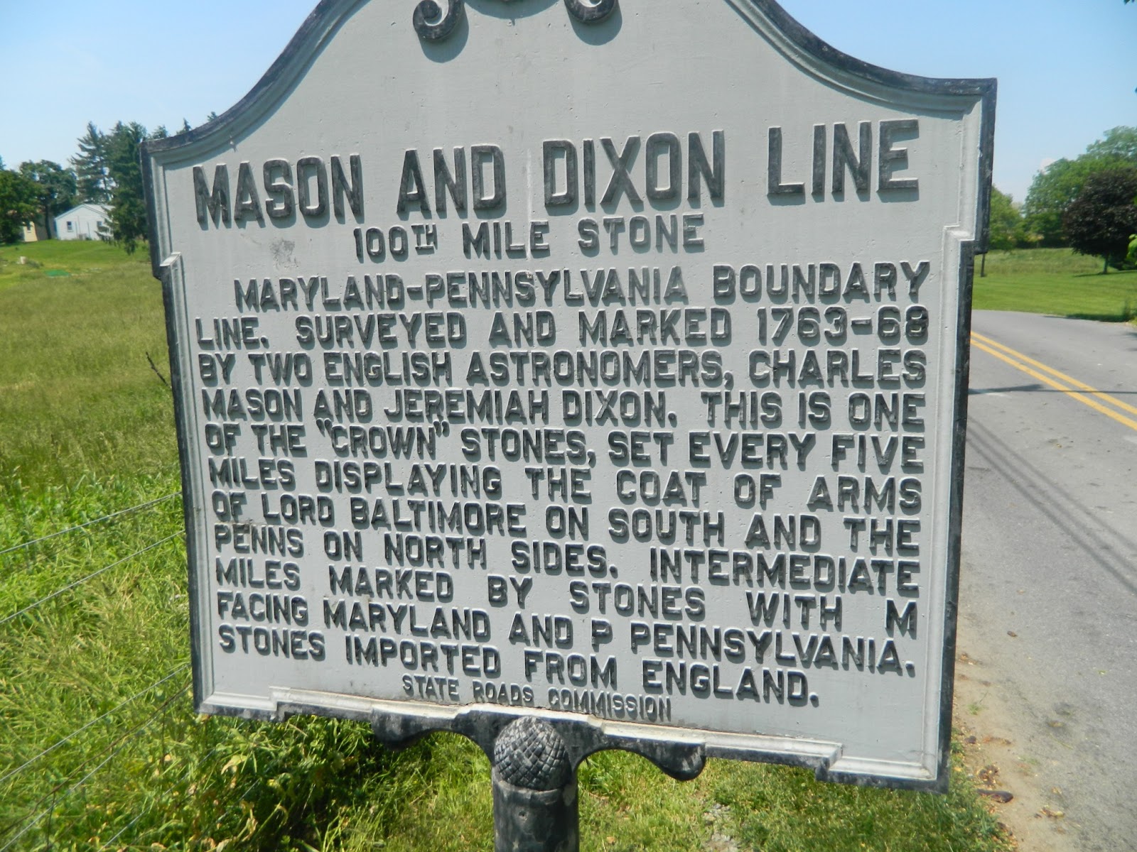 mason dixon road sign