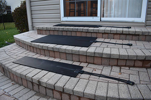 Snow and Ice Melting Rubber Mats on stairs