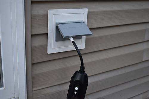 CGFI plugged into outlet for snow and ice melting rubber mats