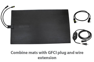 Complete rubber mat system for snow and ice melt on driveways, walkways and stairs